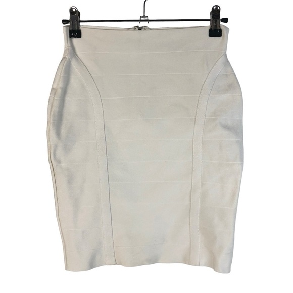 Guess White Mirage Zip Back Bandage Mini Skirt S - Picture 2 of 5